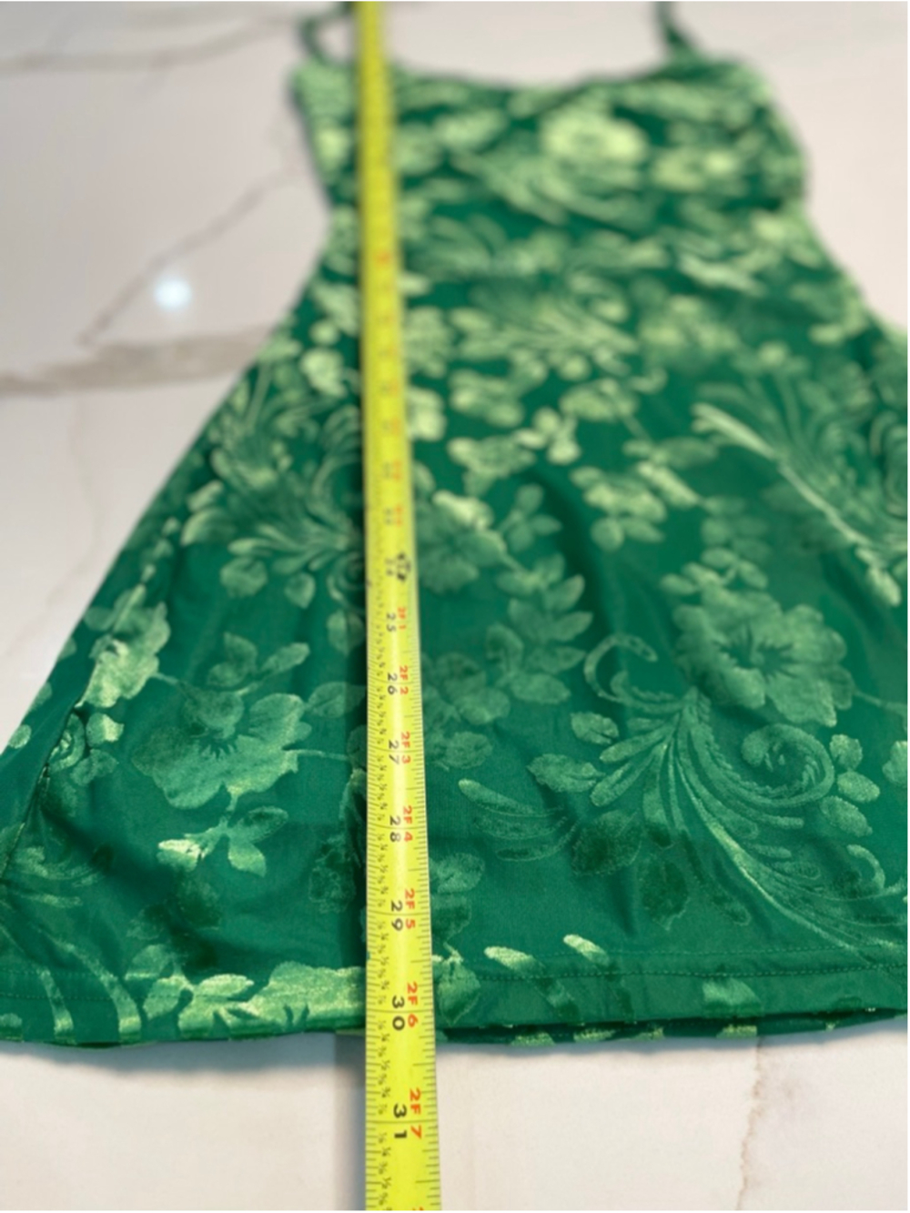 Princess Polly Green Velvet Burn Out Mini Dress US 2 Open Back Party Going Out - Picture 8 of 9